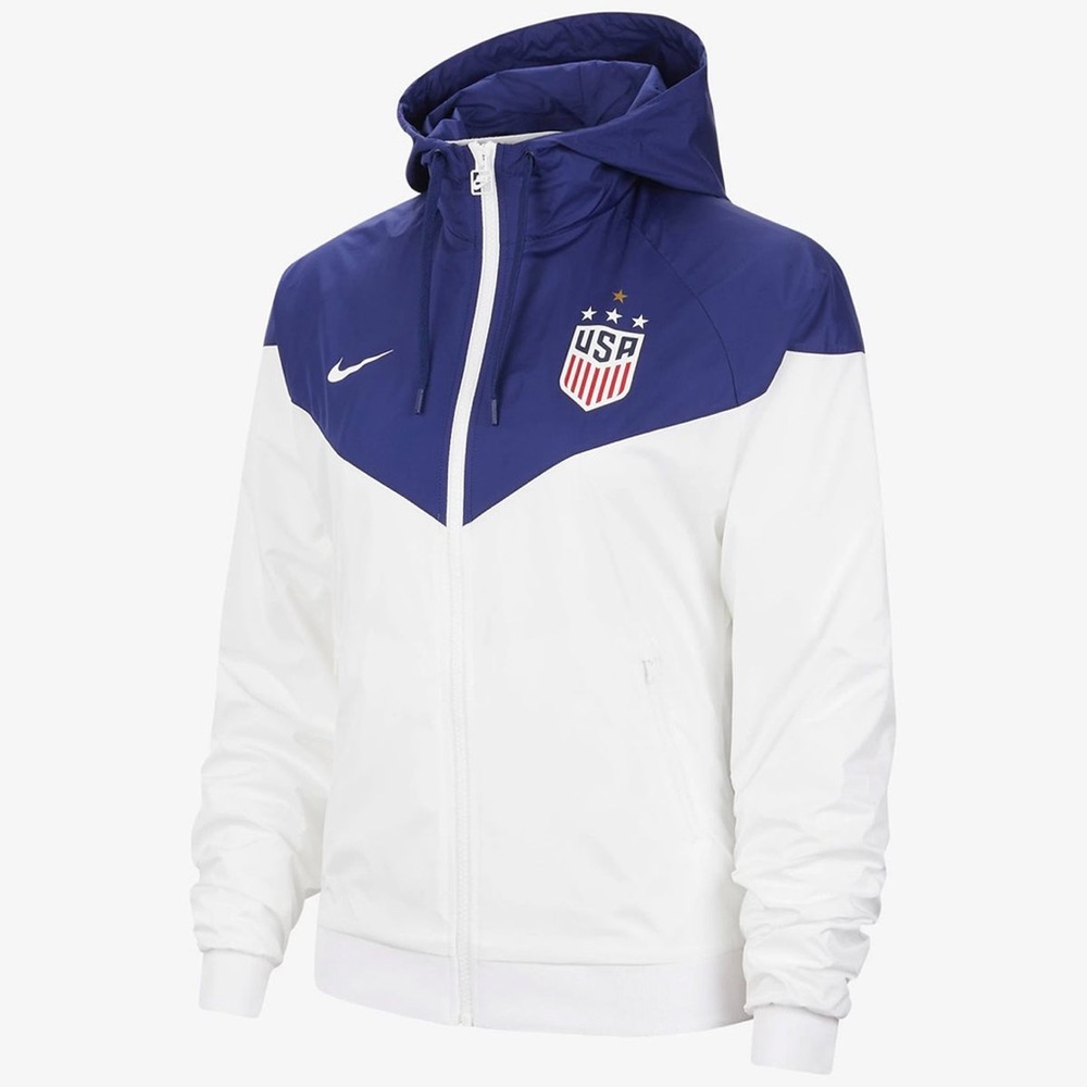 Nike USA White and Navy Hooded Windbreaker Jacket